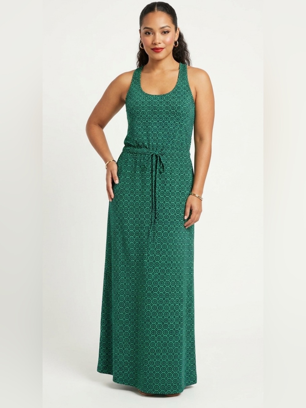 Banana Republic Green Geometric Maxi Dress med. EUC.